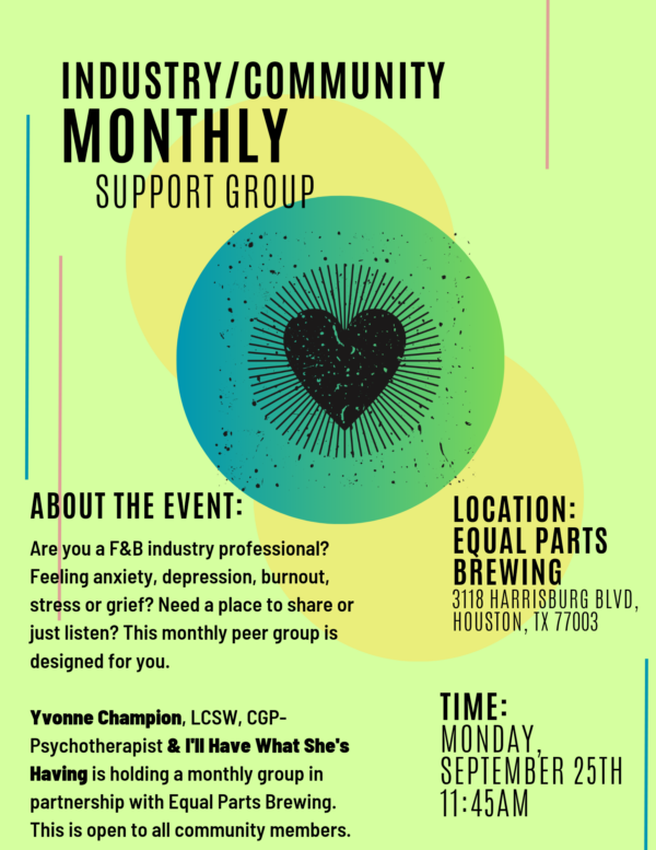 Monthly Mental Health Support Group at Equal Parts Brewing September 25th 2023 (FREE)