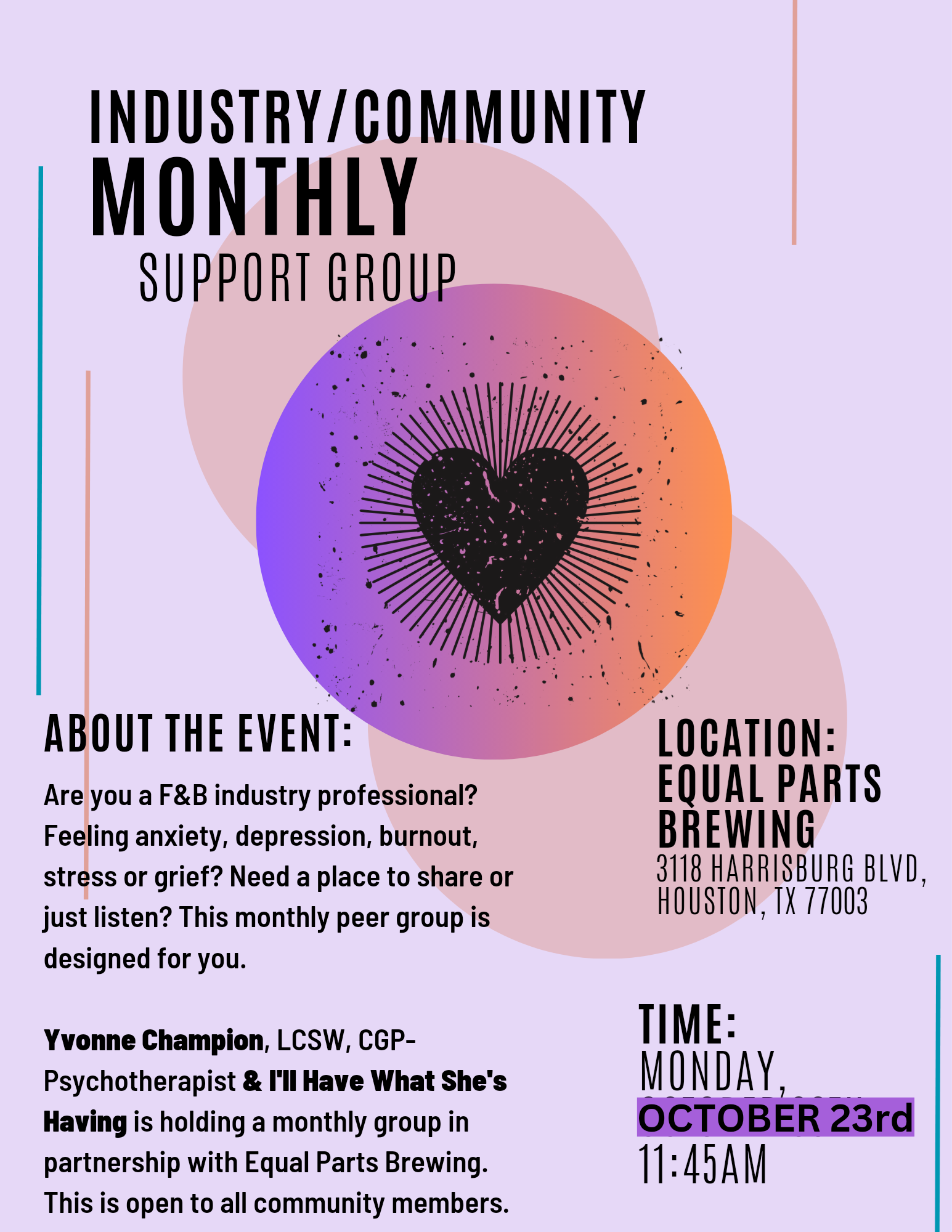 october mental health support group houston